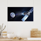 ドラゴンXl宇宙船と惑星の地球の距離 ポスター (キッチン)