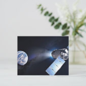 ドラゴンXl宇宙船と惑星の地球の距離 ポストカード (スタンド正面)