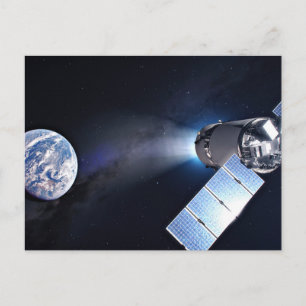 ドラゴンXl宇宙船と惑星の地球の距離 ポストカード