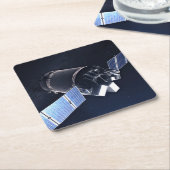 ドラゴンXl宇宙船のイラストレーション。 スクエアペーパーコースター (アングル)