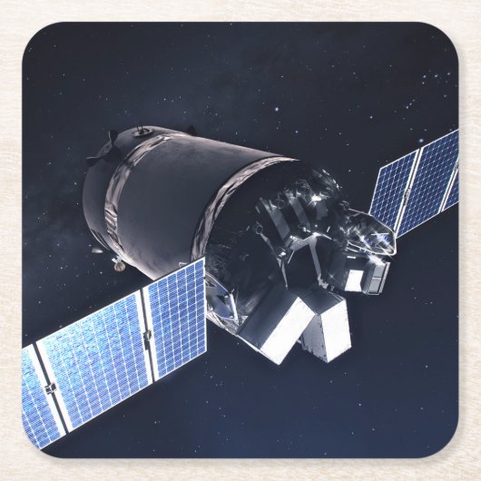 ドラゴンXl宇宙船のイラストレーション。 スクエアペーパーコースター (正面)