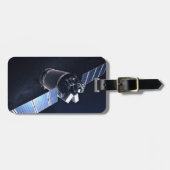 ドラゴンXl宇宙船のイラストレーション。 ラゲッジタグ (正面横)