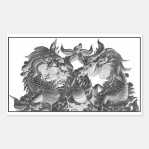 ドラゴ中国のン 長方形シール