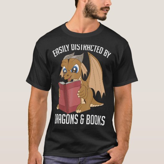 ドラゴ読ンAに気を取られやすい人のかわいい動物 Tシャツ (正面)
