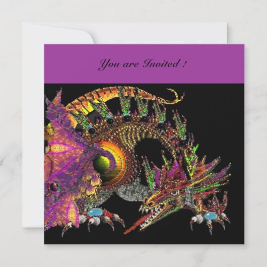 ドラゴ バイオレット パープル ブラック 招待状 (正面)