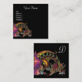 ドラゴ/ファンタジードラゴンモノグラムブラックパープル スクエア名刺 (正面/裏面)