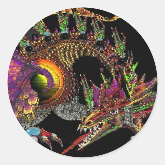 ドラゴ/ファンタジードラゴン金ゴールド紫と黒 ラウンドシール (正面)