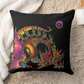 ドラゴ/ファンタジー金ゴールドドラゴン,紫ブラックモノグラム クッション (ブランケット)