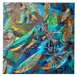 ドラセナ抽象芸術カルムブルーグリーンセラミックタイル タイル