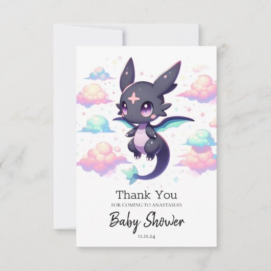 ドラッエレガントモダング赤ちゃんシャワー サンキューカード (正面)