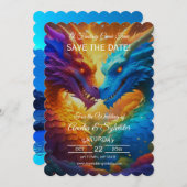 ドラッカラフルグ日付カードを保存 招待状 (正面/裏面)