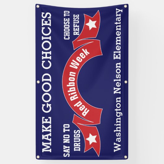 ドラッグなしの選択肢レッドリボンバナー 横断幕 (縦)