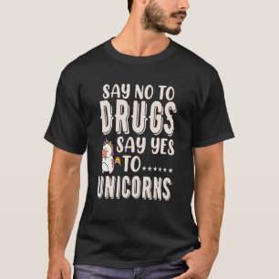 ドラッグにノー ユニコーンにイエス 赤いリボンウィーク Tシャツ