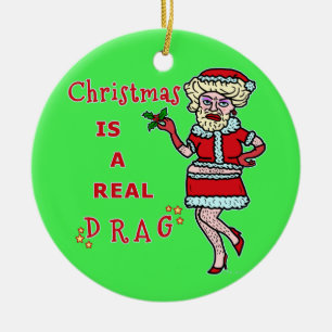 ドラッグのおもしろいなクリスマスBahばかばかしいサンタ セラミックオーナメント