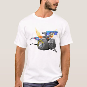 ドラッグの競争の上の燃料のDragsterの風刺漫画 Tシャツ