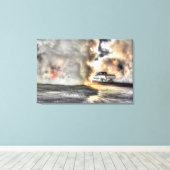 ドラッグカーバーンアウト喫煙タイヤオーストラリア キャンバスプリント (インサイチュ (ウッドフロア))