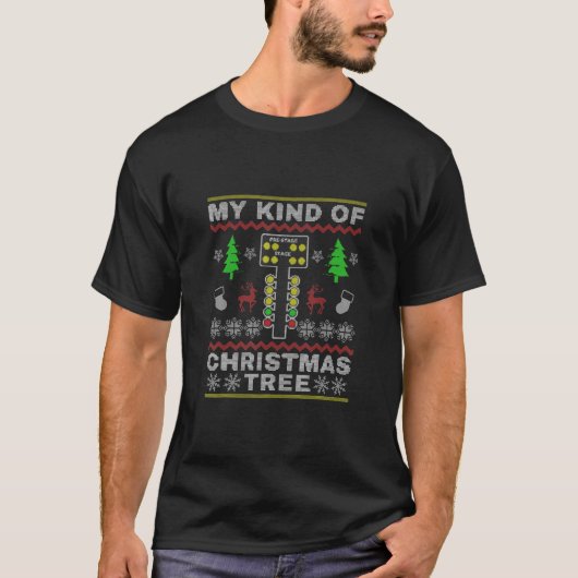 ドラッグレーサーレースクリスマスツリーセーターギフトT-S Tシャツ (正面)
