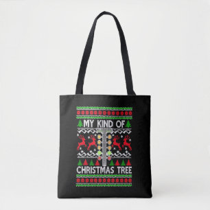 ドラッグレーシングクリスマスツリー醜いクリスマスセーター トートバッグ