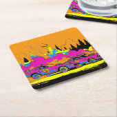 ドラッグレーシングスモークアウト – ドラッグレーシングカー スクエアペーパーコースター (アングル)