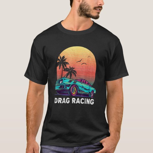 ドラッグレーシングメンズドラッグレースマッスルカー Tシャツ (正面)
