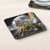 ドラッグレースのドラゴンと月のファンタジーアートワーク コースター (左側)