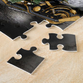 ドラッグレースのドラゴンと月のファンタジーアートワーク ジグソーパズル (側面)