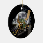 ドラッグレースのドラゴンと月のファンタジーアートワーク セラミックオーナメント (右)