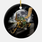 ドラッグレースのドラゴンと月のファンタジーアートワーク セラミックオーナメント (裏面)