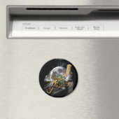 ドラッグレースのドラゴンと月のファンタジーアートワーク マグネット (インサイチュ (食洗機))