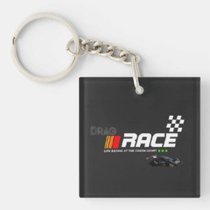 「ドラッグレースカーのグラフィックデザイン キーホルダー