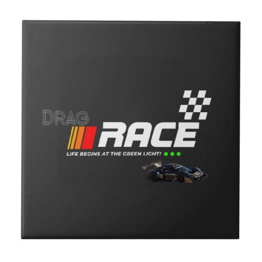 「ドラッグレースカーのグラフィックデザイン タイル (正面)