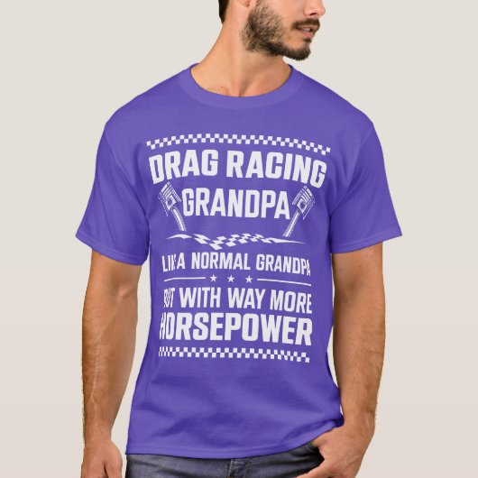 ドラッグレース カーレース おじいちゃん 男の子 Tシャツ (正面)