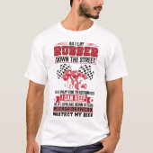 ドラッグレースIの通りを下にラバーを置祈く Tシャツ (正面)