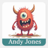 ドラッパーソナライズされたグスティッカーカラフル スクエアシール (正面)