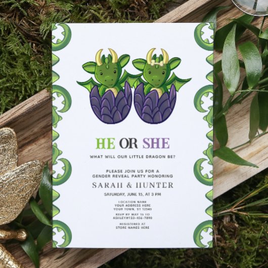 ドラッモダング彼または彼女が赤ちゃんシャワーを明かす 招待状