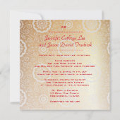 ドラッモダン結婚グフェニックス中国のの金ゴールド赤 招待状 (裏面)