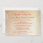 ドラッモダン結婚グフェニックス中国のの金ゴールド赤 招待状 (裏面)