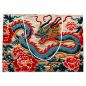 ドラッ中国のグイヤー「刺繍」〔占星術の〕十二宮図誕生日 ラージペーパーバッグ (裏面)