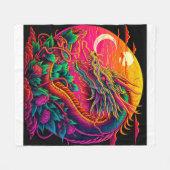 ドラッ中国のグカラフル・ネオン・デシン フリースブランケット (正面(横))