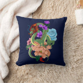 ドラッ中国のグネイビーブルーの花 クッション (ブランケット)