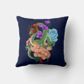 ドラッ中国のグネイビーブルーの花 クッション (裏面)