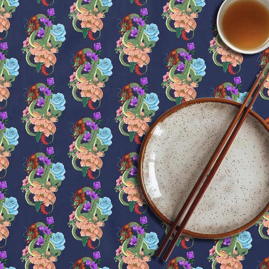 ドラッ中国のグネイビーブルーの花 テーブルクロス