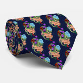 ドラッ中国のグネイビーブルーの花 ネクタイ (ロール)