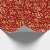 ドラッ中国のグラッキーシンボルパターン ラッピングペーパー (角)