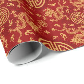 ドラッ中国のグラッキーシンボルパターン ラッピングペーパー (ロールコーナー)