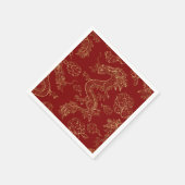 ドラッ中国のグ金ゴールドとダークレッド スタンダードカクテルナプキン (角)