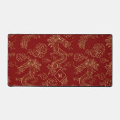 ドラッ中国のグ金ゴールドとダークレッド デスクマット (正面)