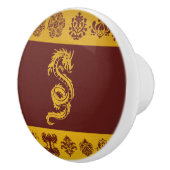 ドラッ中国のグ、金ゴールドドラゴン、ファンタジー、神話 セラミックノブ (右)