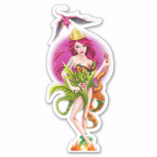 ドラッ威厳のあるグプリンセスクイーン飛んでいるステッカー シール (正面)