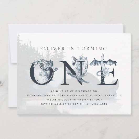 ドラッ威厳のあるグ神話ボーイズ1歳の誕生日 招待状